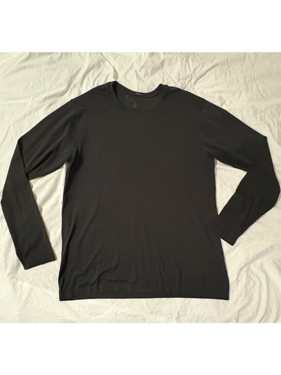 Lululemon Metal Vent Breathe Long Sleeve Shirt Slim Fit Black Traning Top XL - Picture 4 of 10